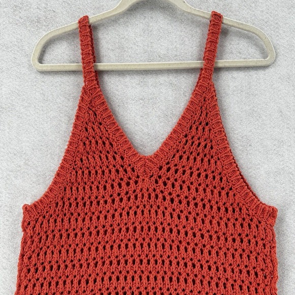 Free People FP Beach Tank Top Womens SMALL Orange Sleeveless Crochet Knit - Picture 3 of 13